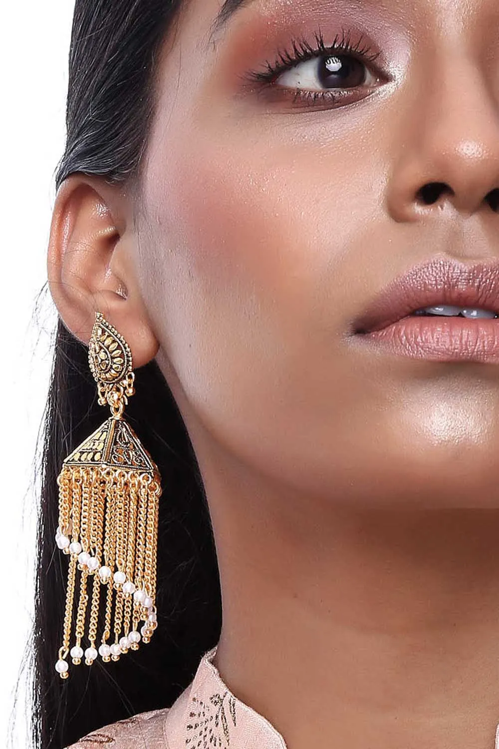 Alloy Large Dangle Earrings in Gold