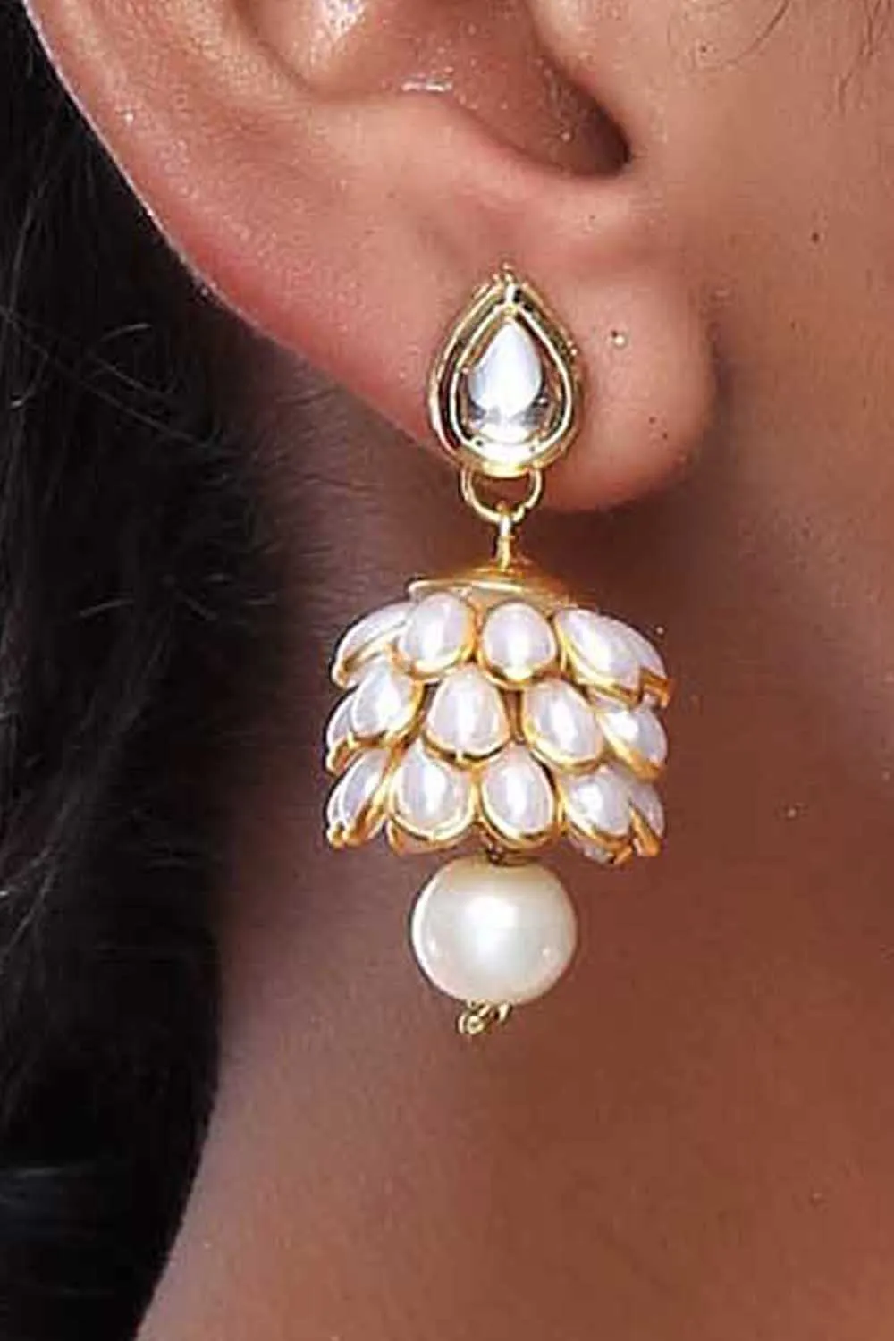 Alloy Large Dangle Earrings in White