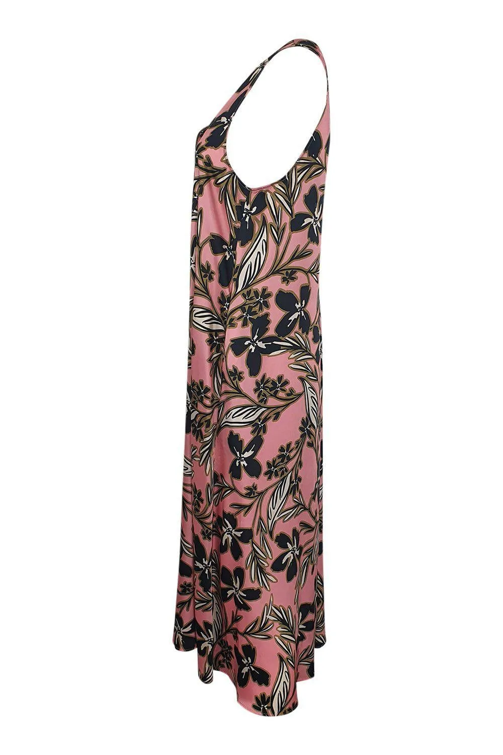 ALYSI CHOCOLAT Pale Pink Sleeveless Floral Print Midi Dress (IT 44)