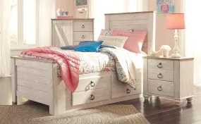 Ambewadi Whitewash 2pc Bedroom Set With Twin Storage Bed