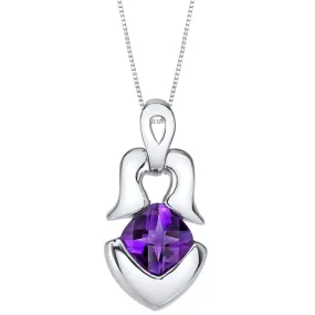 Amethyst Pendant Sterling Silver Cushion Cut 1 Carat