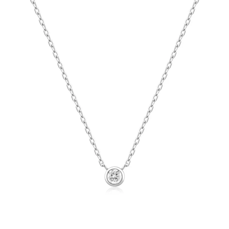 Ania Haie Silver Round Solitaire Cubic Zirconia Necklace