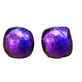 Artisan Glass stud earrings purple shimmer