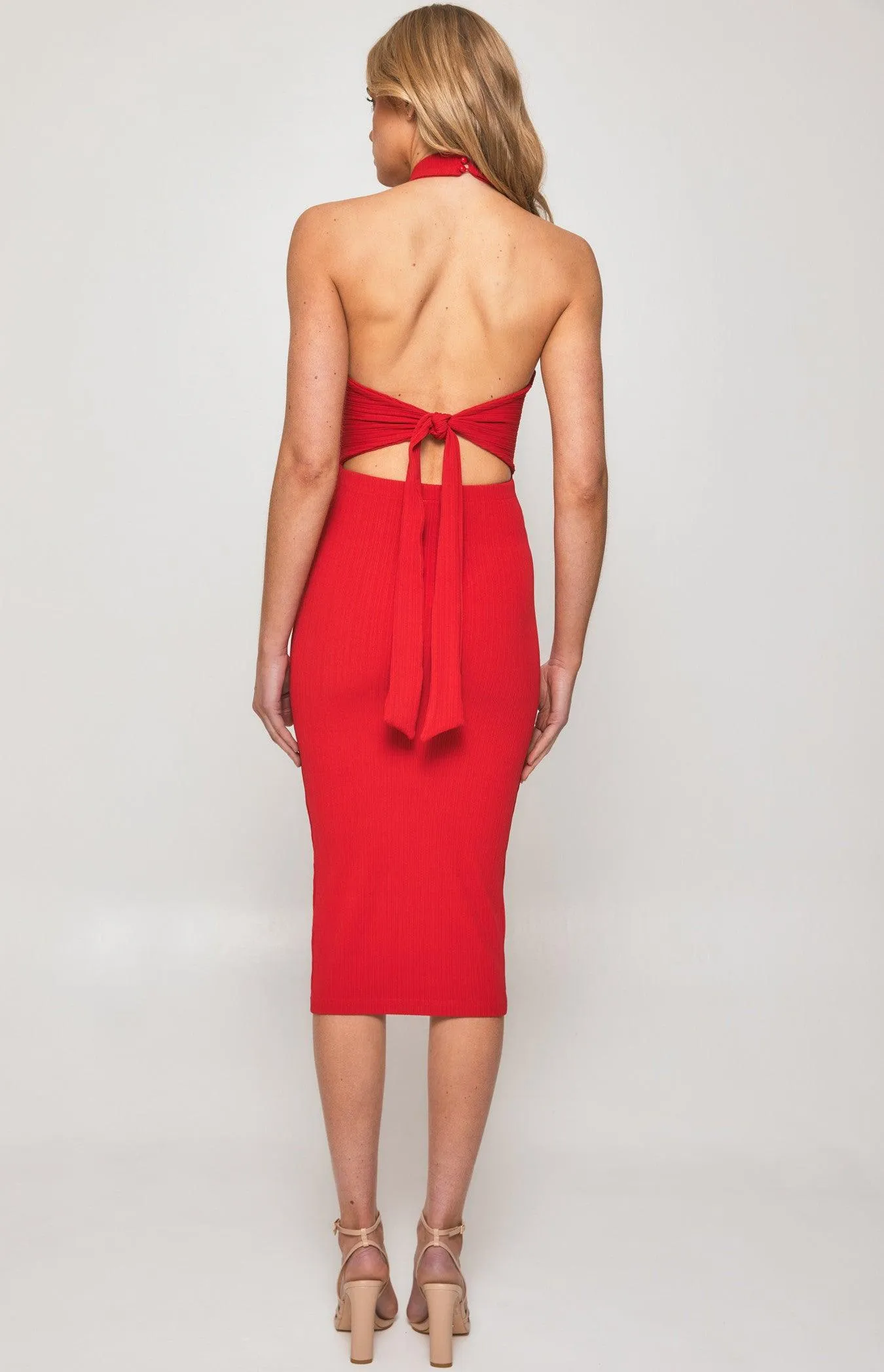 Aubree Halter Dress - Red