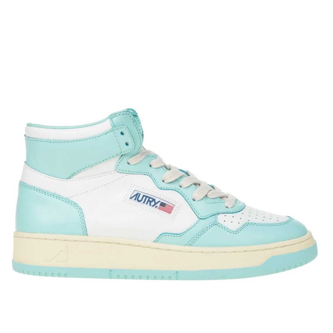 Autry Action Shoes Sneaker Medalist Mid Woman white turquoise AUMWWB20