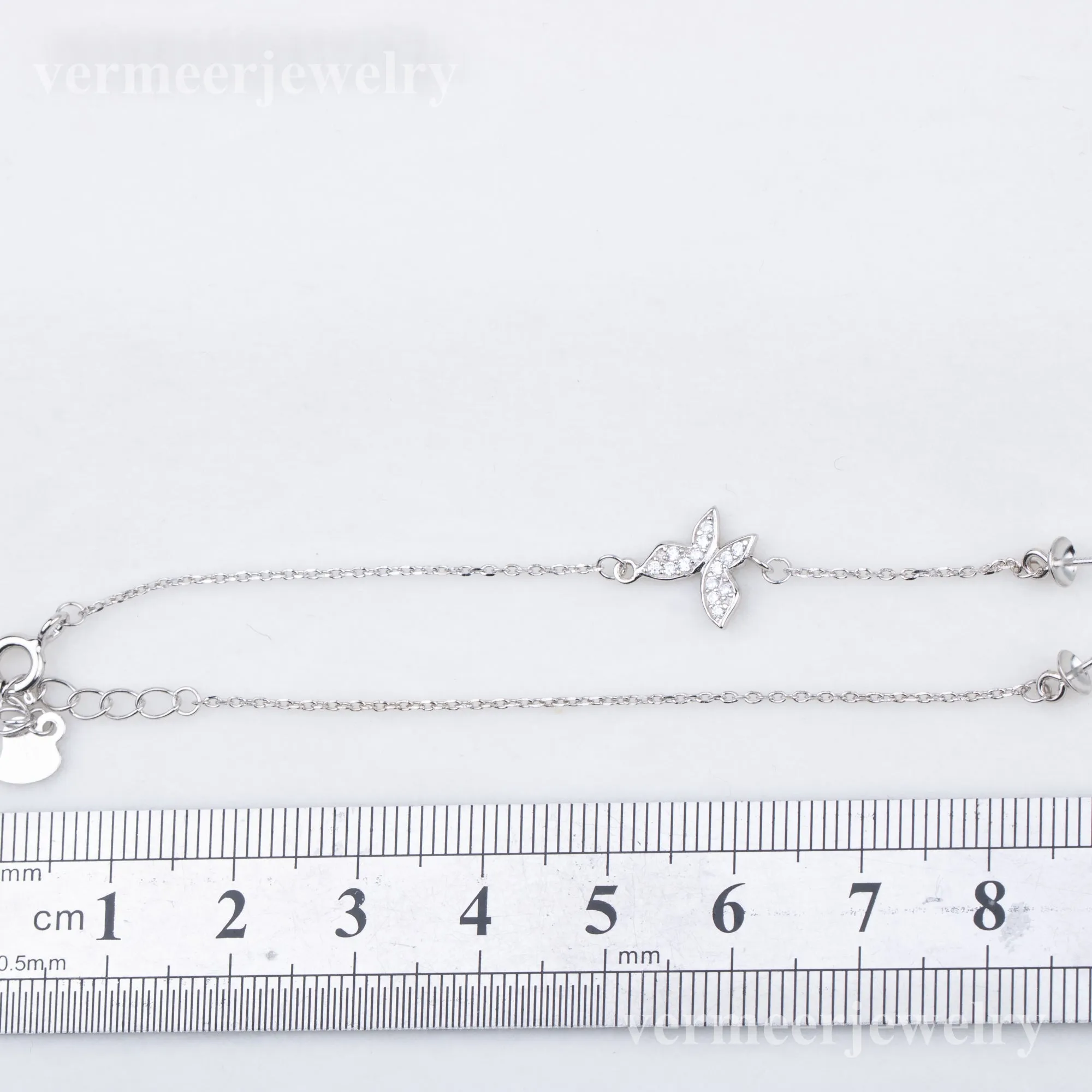 b010206  DIY 7-8mm Natural Freshwater pearl bracelet accessory 925 sterling silver adjustable chain bracelet for women