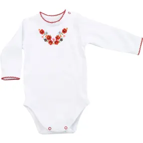 Baby Long Sleeve Onesie- Red Flowers