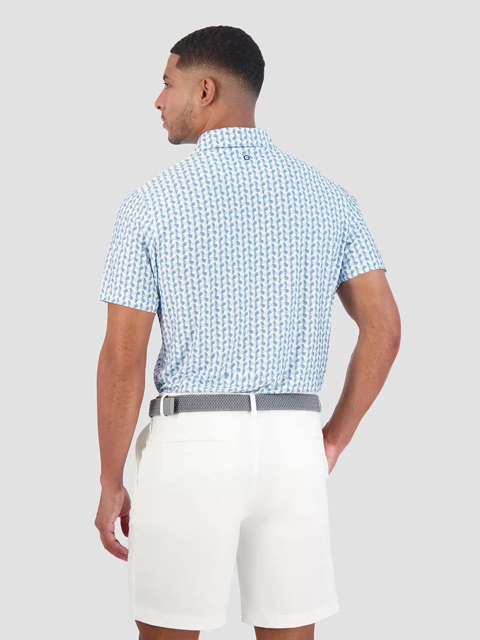 Bauhaus Geo Tech Jersey Sports Fit Polo - Light Blue