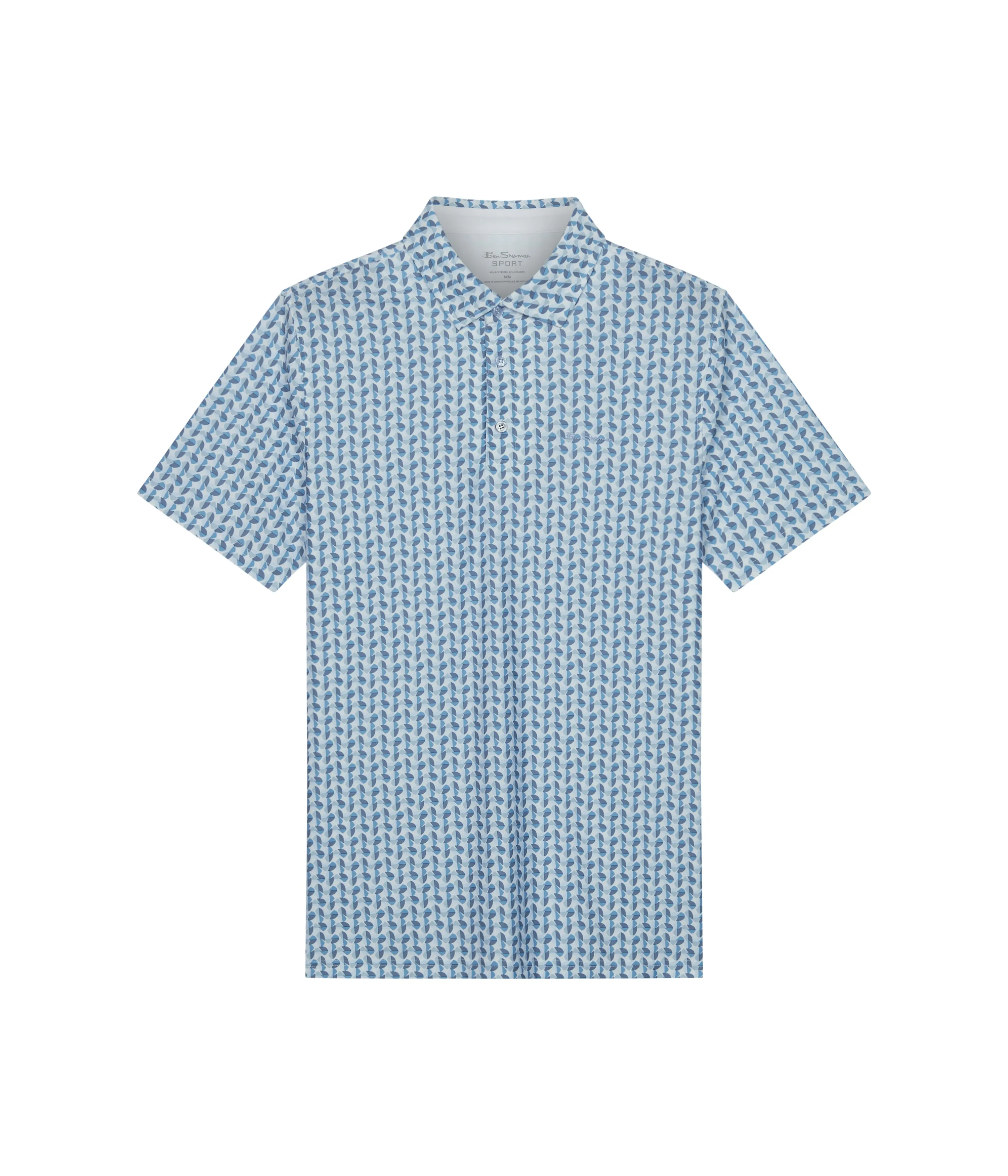 Bauhaus Geo Tech Jersey Sports Fit Polo - Light Blue