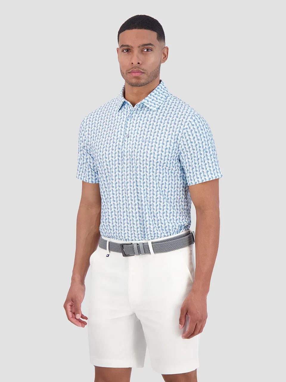 Bauhaus Geo Tech Jersey Sports Fit Polo - Light Blue