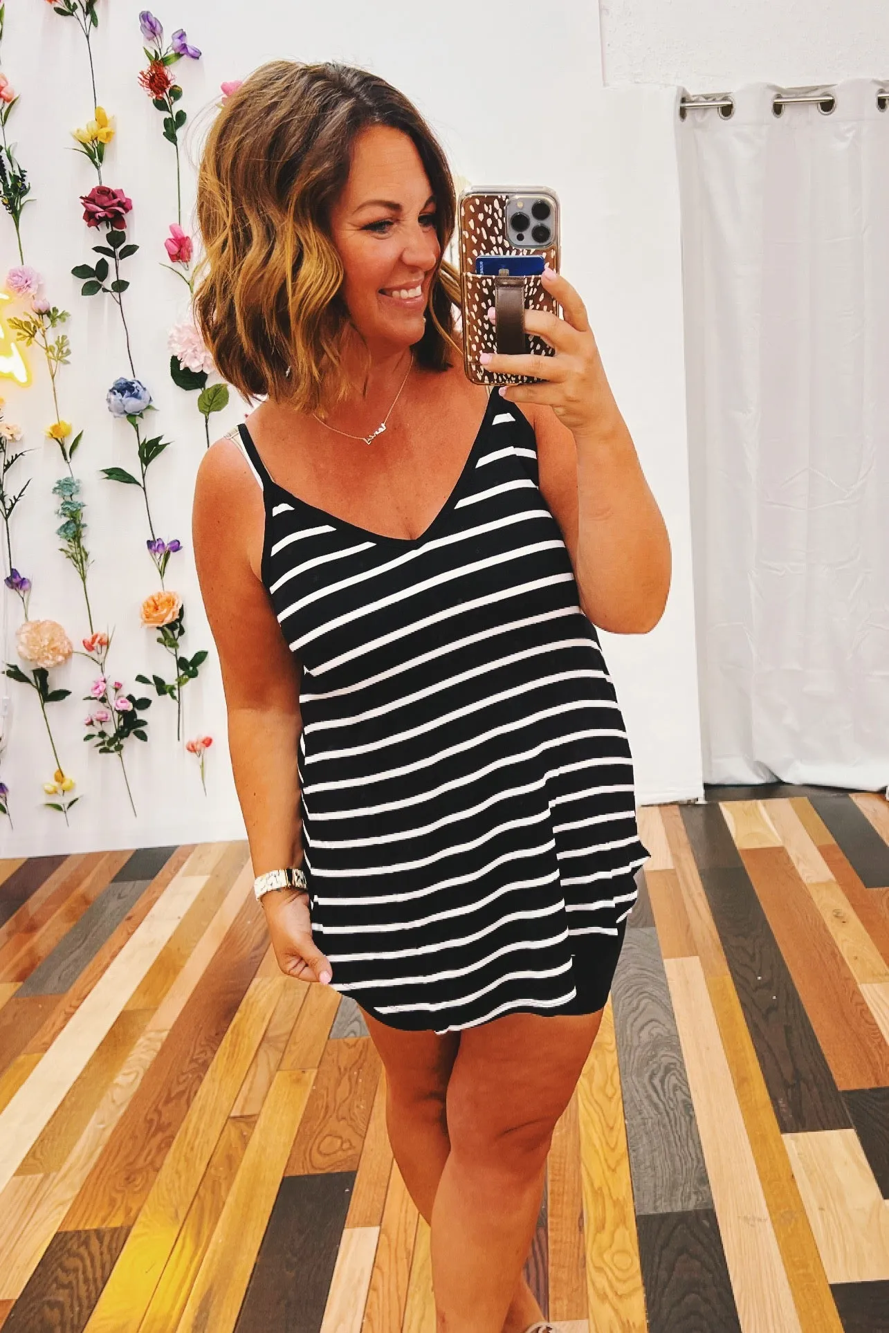 Belle Reversible Striped Tank Black