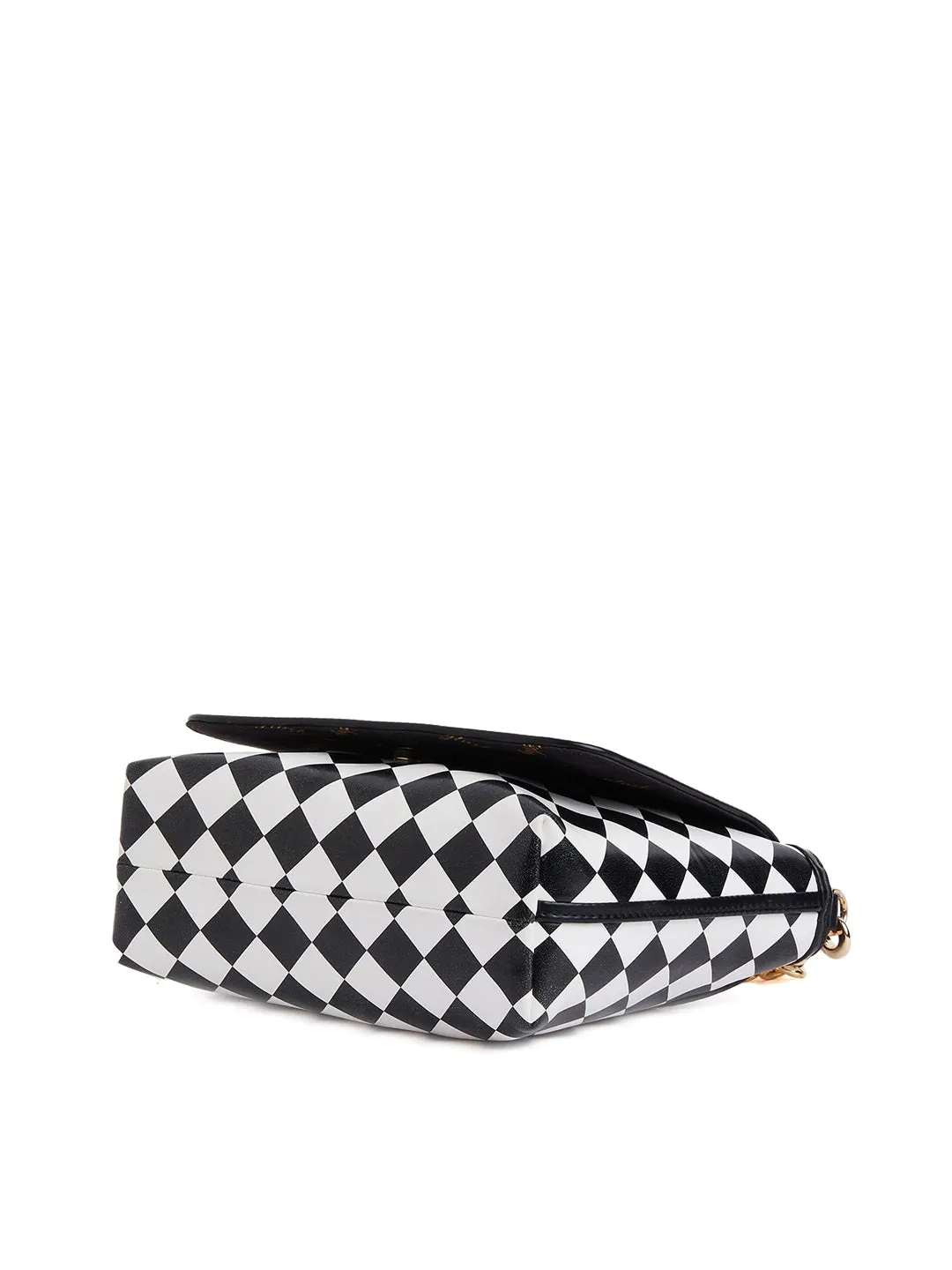 Berrylush Women Black & White Geometric Checked Pattern PU Detachable Sling Strap Structured Small Shoulder Bag