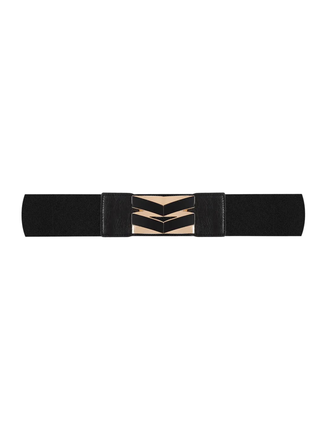 Berrylush Women Black Elastic Strap Buckle Hook Belt