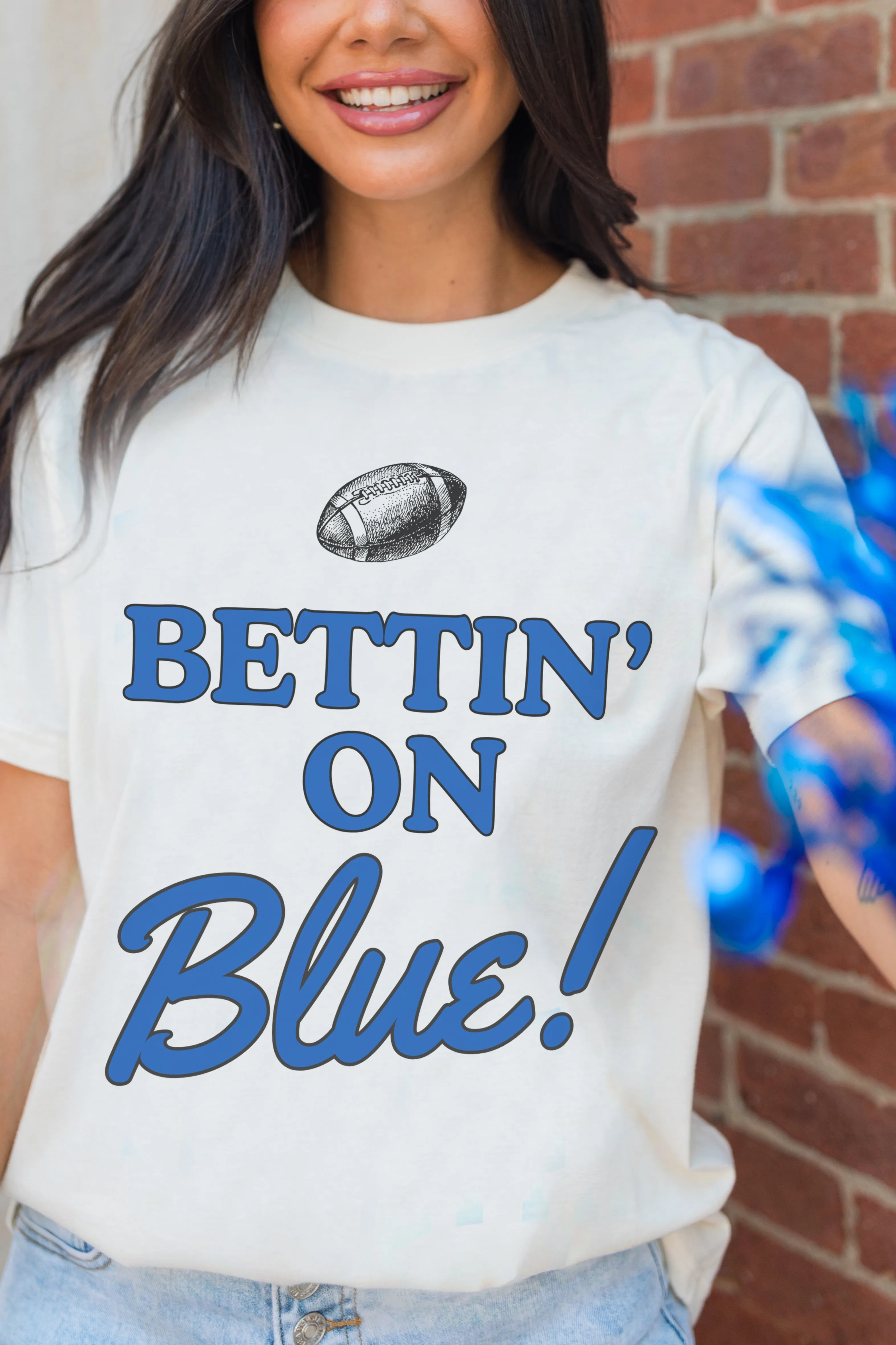 Bettin' On Blue Soft Cream Oversized Graphic Tee