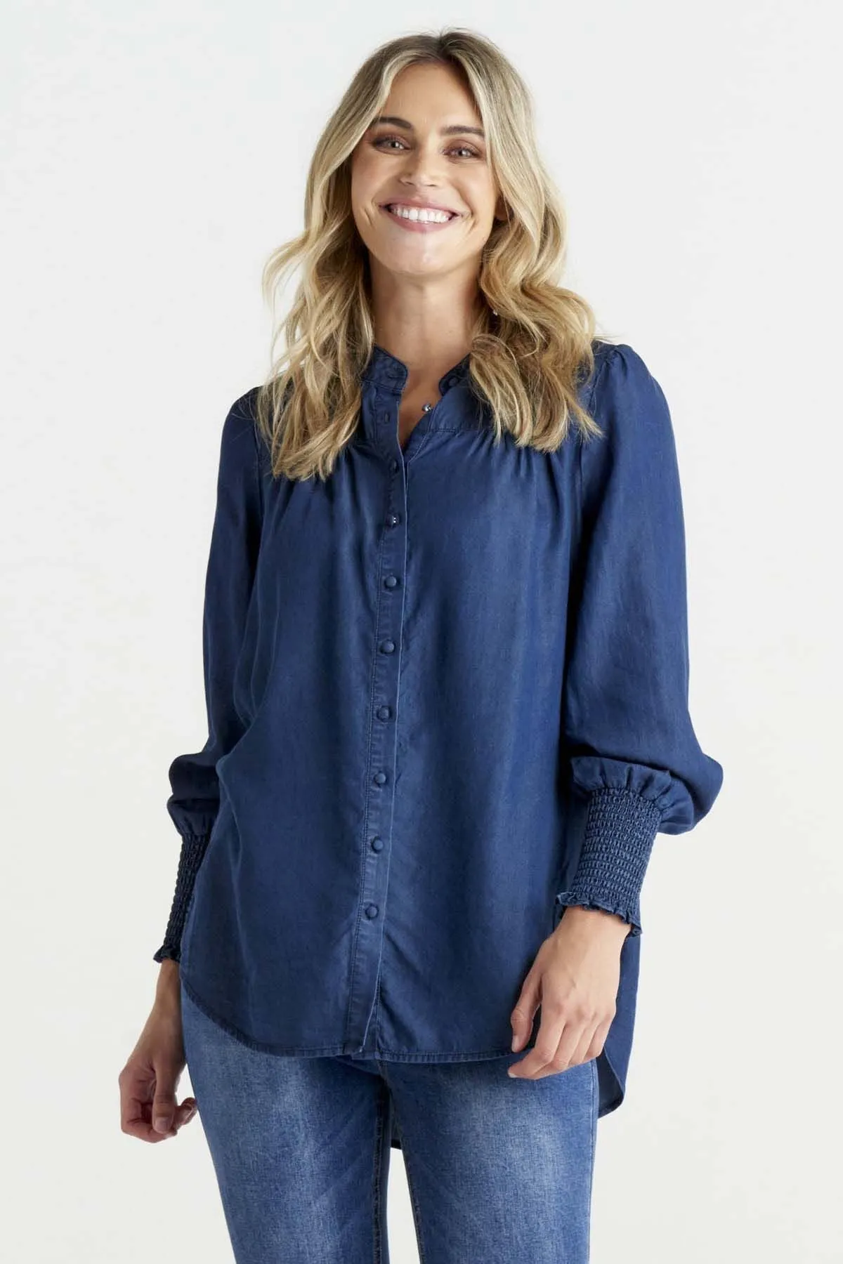 Betty Basics Alice Blouse in Blue Haze