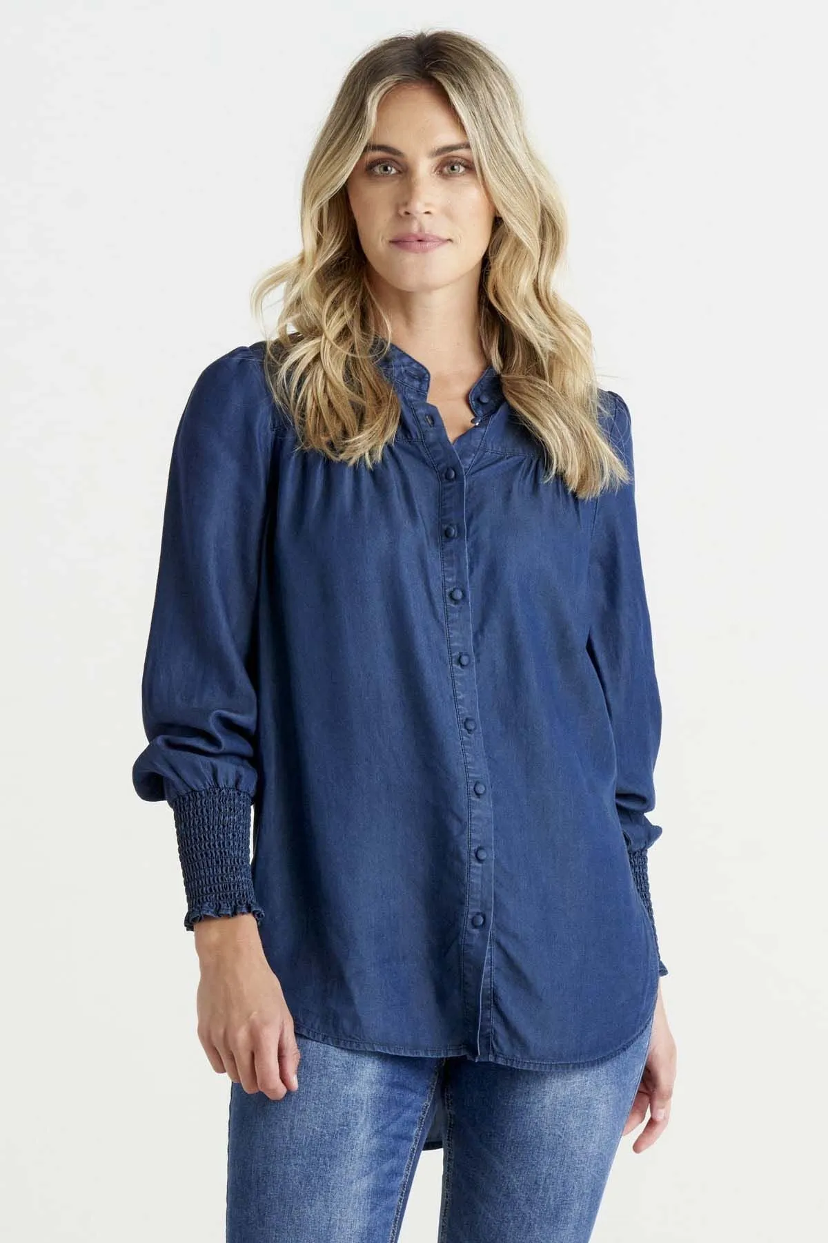 Betty Basics Alice Blouse in Blue Haze