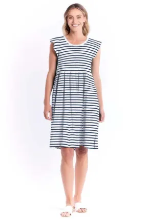 Betty Basics Frill Midi Dress in Blue White Stripe