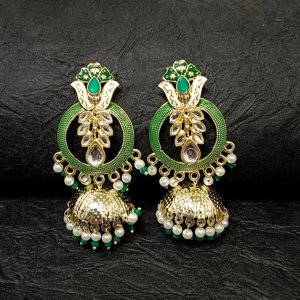 Bhavi Jewels Gold Plated Meenakari Jhumki Earrings