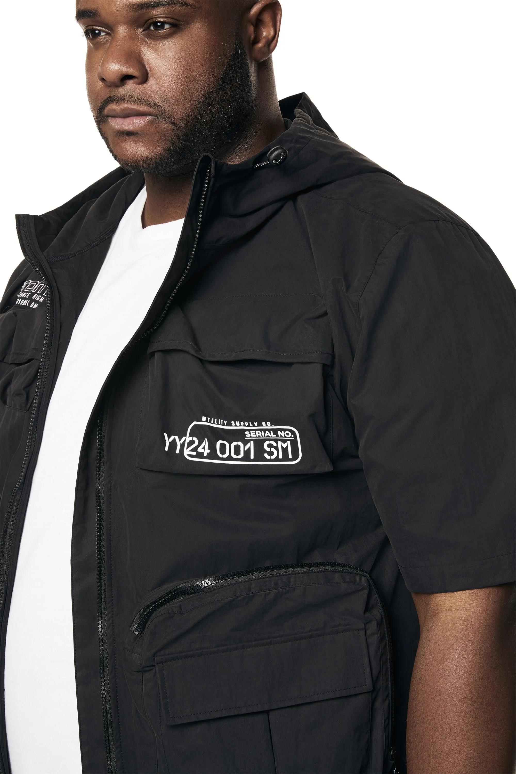 Big and Tall - Utility Windbreaker SS Jacket - Black