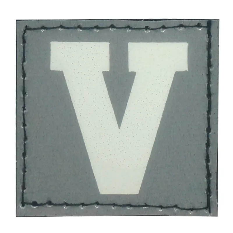 BIG LETTER V PATCH - BLUE GLOW IN THE DARK