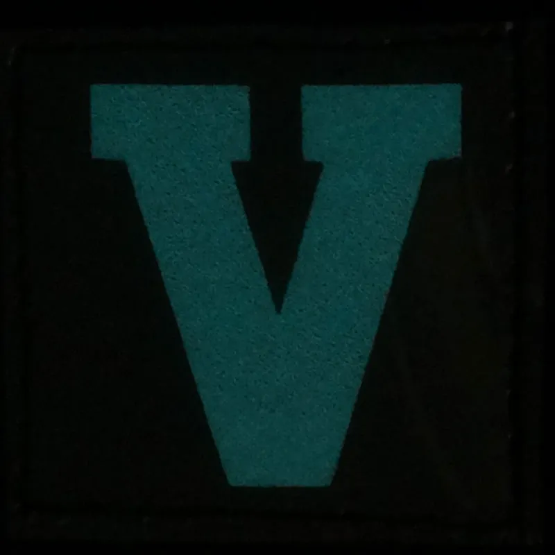 BIG LETTER V PATCH - BLUE GLOW IN THE DARK