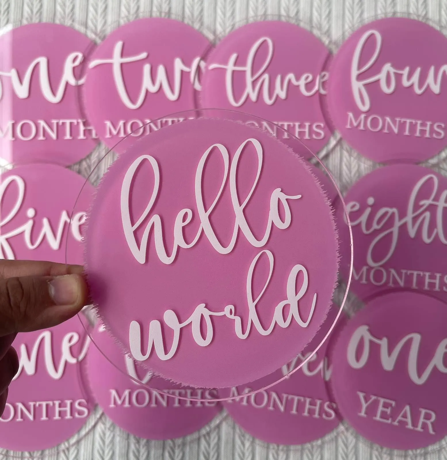 Blooming Wisdom Hello World Monthly Milestone Acrylic Discs