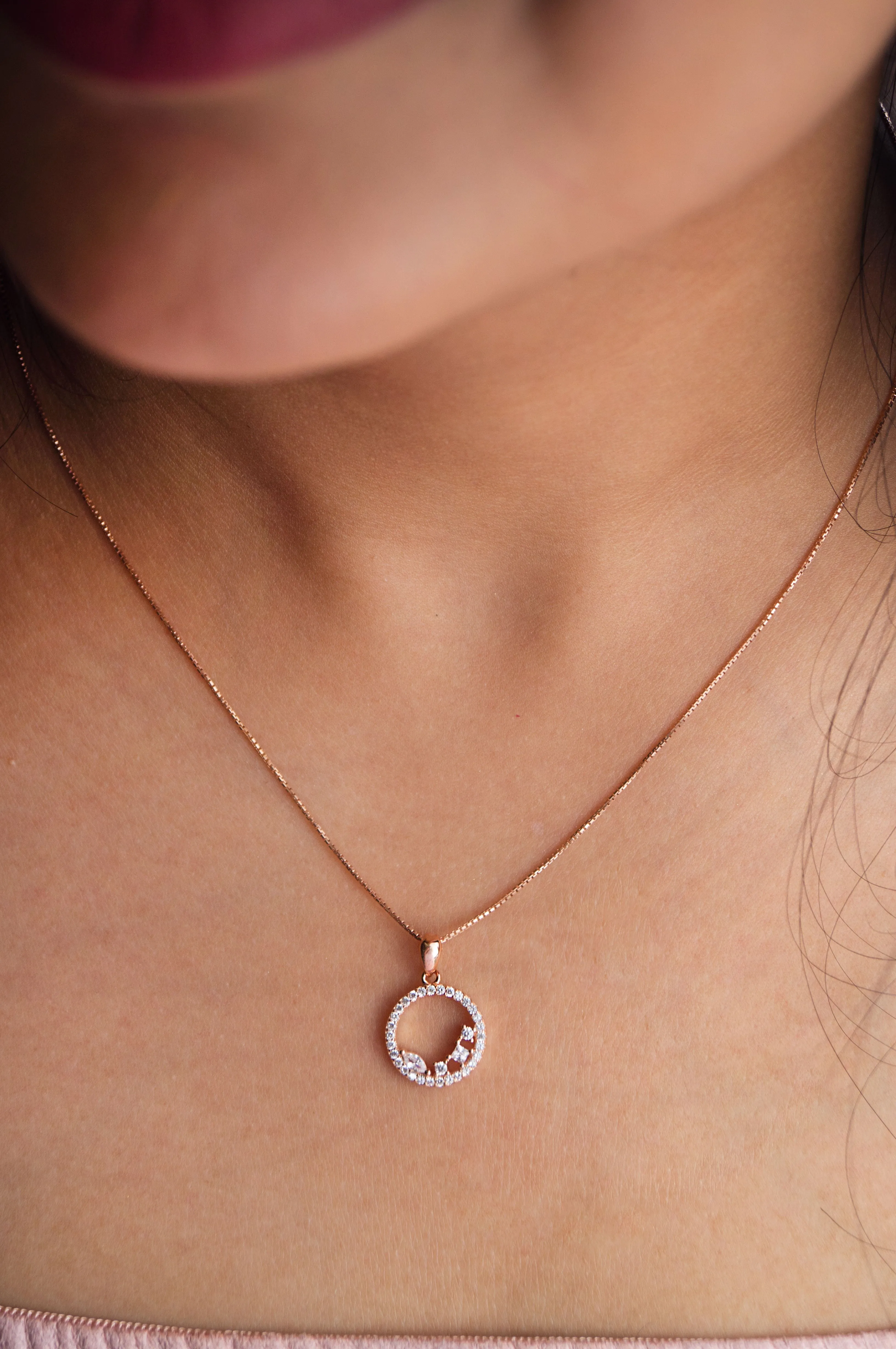 Blossom Circle Rose Gold Plated Sterling Silver Pendant Set