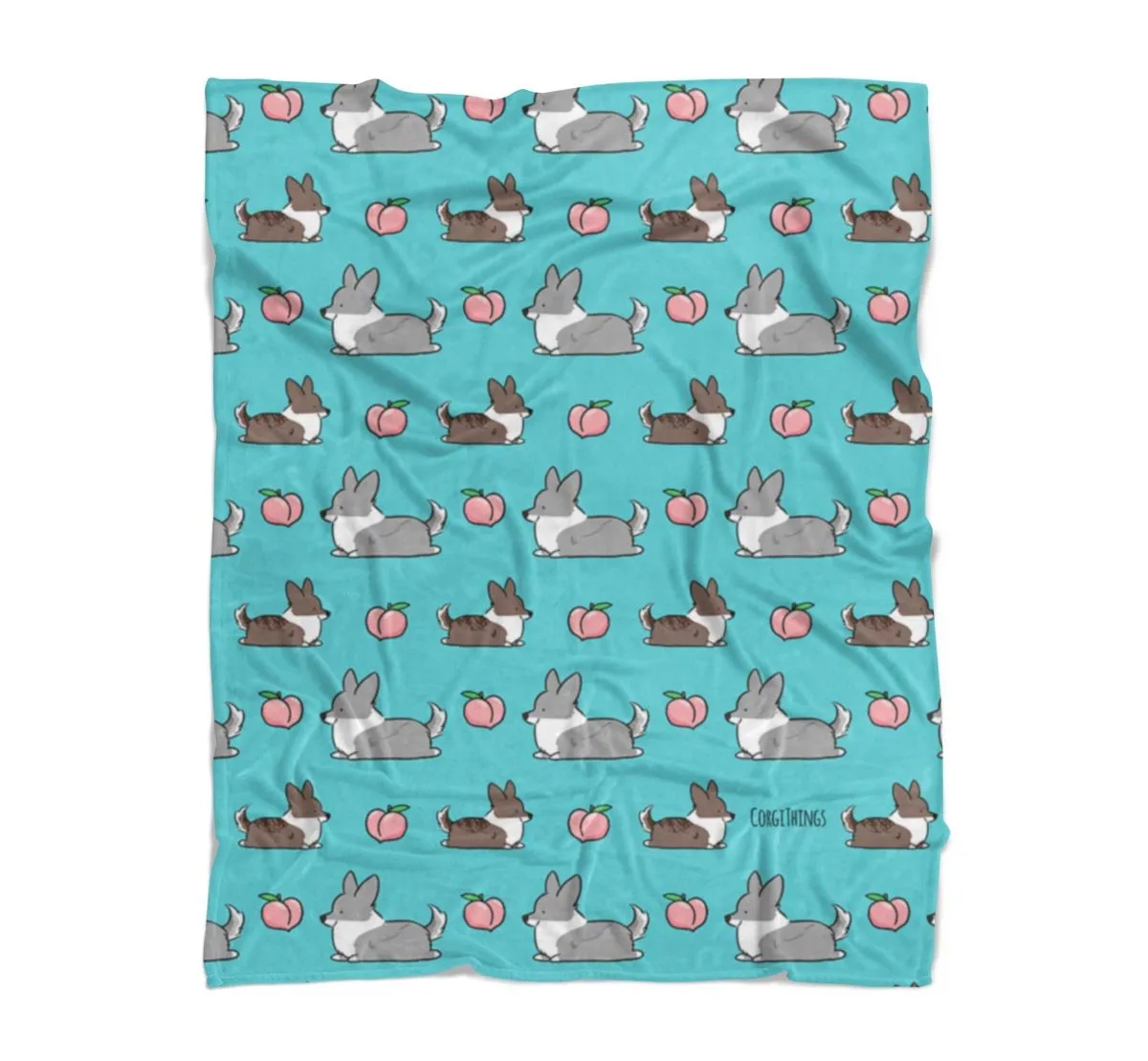 Blue Cardigan Corgi Sploot Fleece Blanket | 3 Sizes