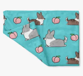 Blue Cardigan Corgi Sploot Fleece Blanket | 3 Sizes