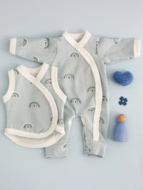 Blue Rainbows Bundle - Sleepsuit & Incubator Vest