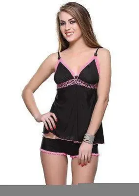 Bold Desire Babydoll Set Black-Pink #511