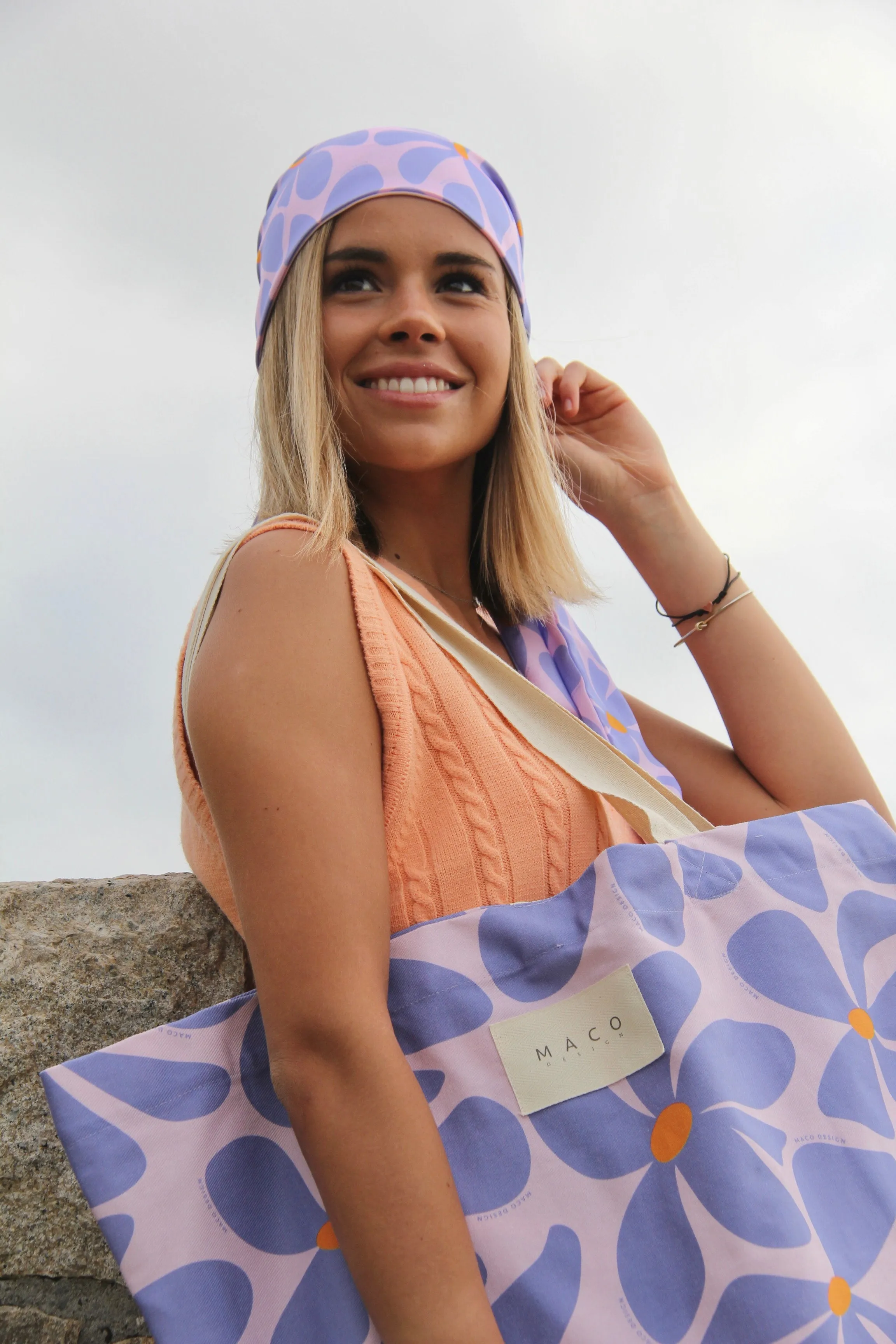 Bolso de Playa Purple Flowers