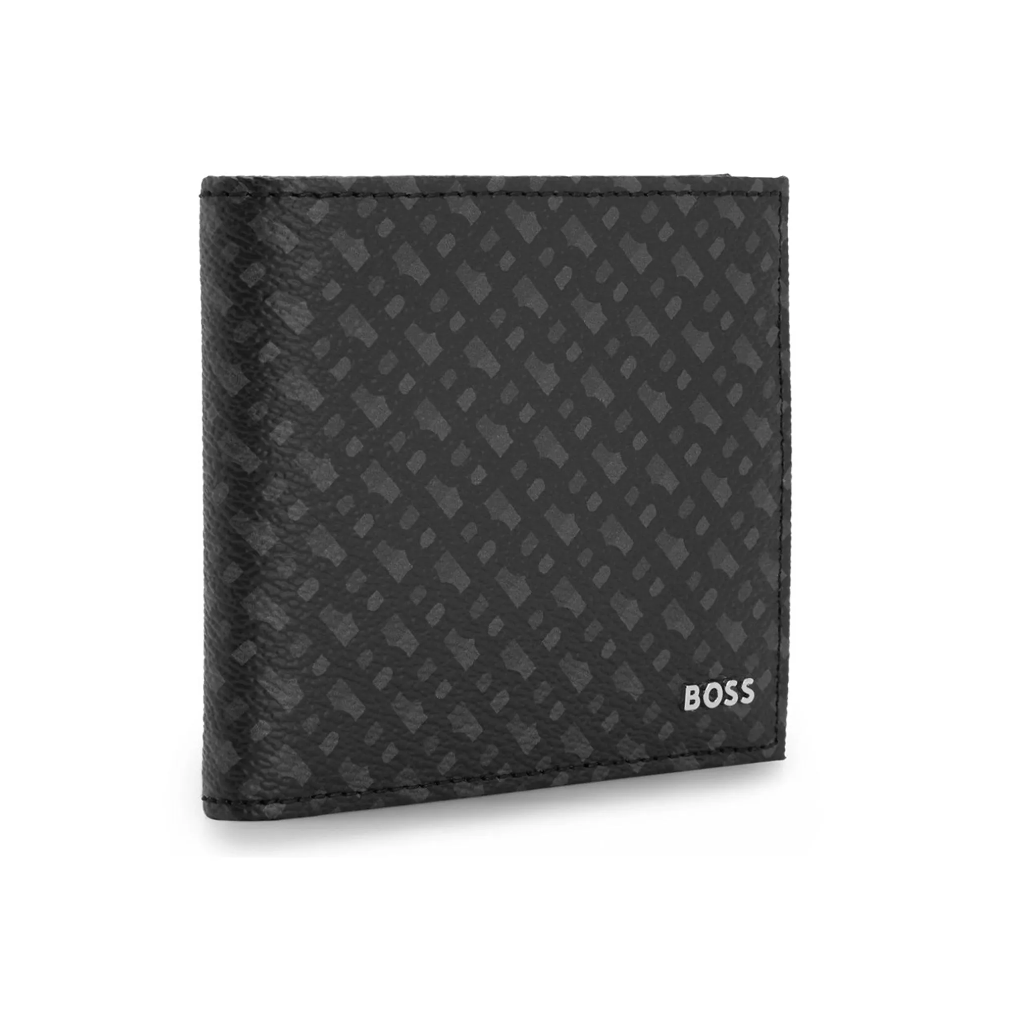 Boss Byron RFID 4 Card and Coin Wallet - Black/Grey AOP