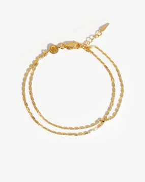 Box Link Double Chain Bracelet | 18ct Gold Plated Vermeil