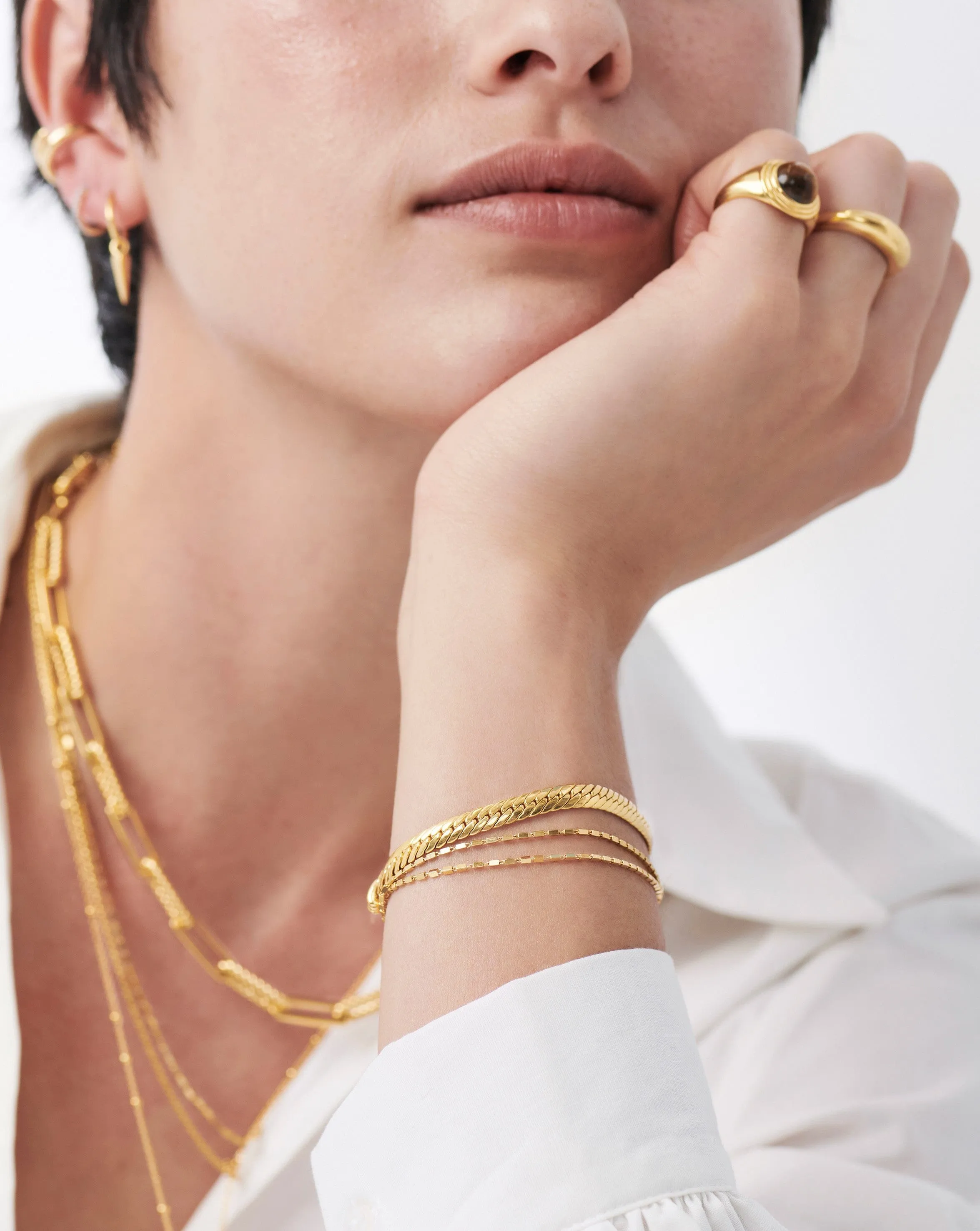 Box Link Double Chain Bracelet | 18ct Gold Plated Vermeil