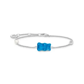 Bracelet with blue goldbears, freshwater pearl & zirconia