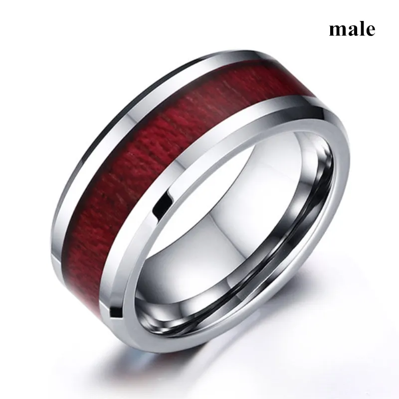 Brown Red Stainless Steel Couple Ring