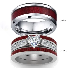 Brown Red Stainless Steel Couple Ring