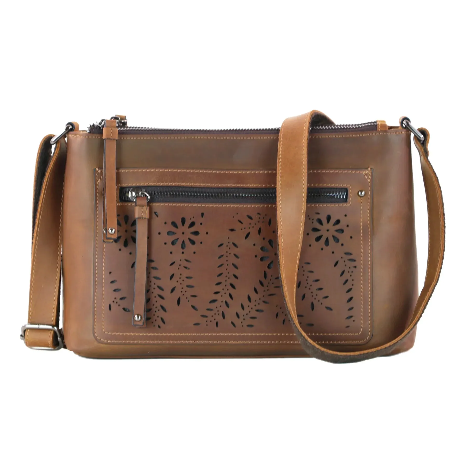 Brynlee Distressed Leather Lockable Crossbody Concealed Carry Purse