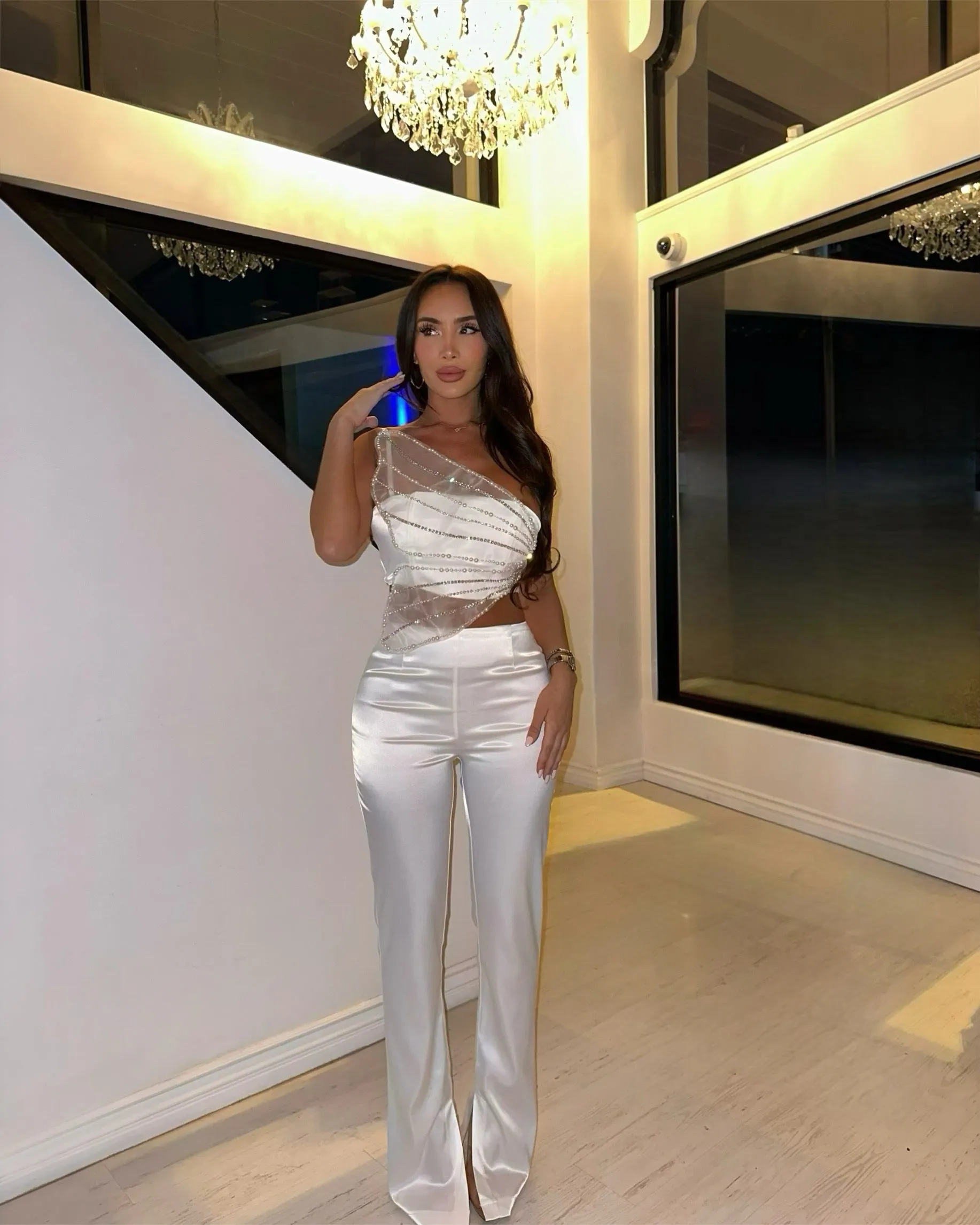 ‘Butterfly' Top and Pants Set in white