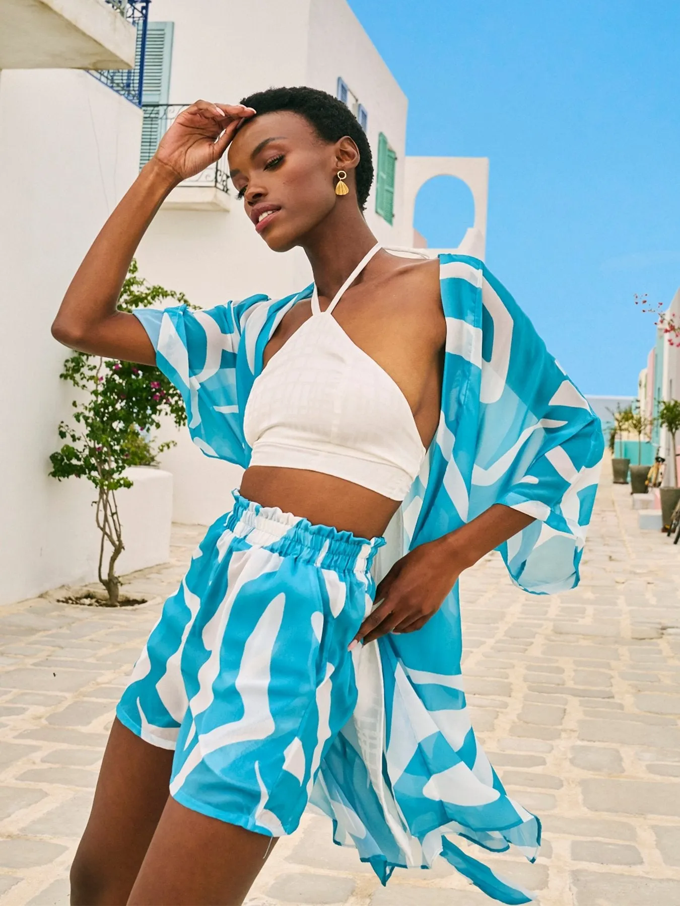 Cabana Kimono - Swirl Blu