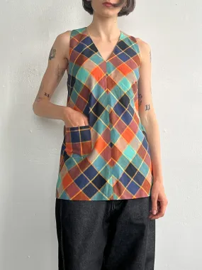 Cacharel Plaid Linen Top (S)