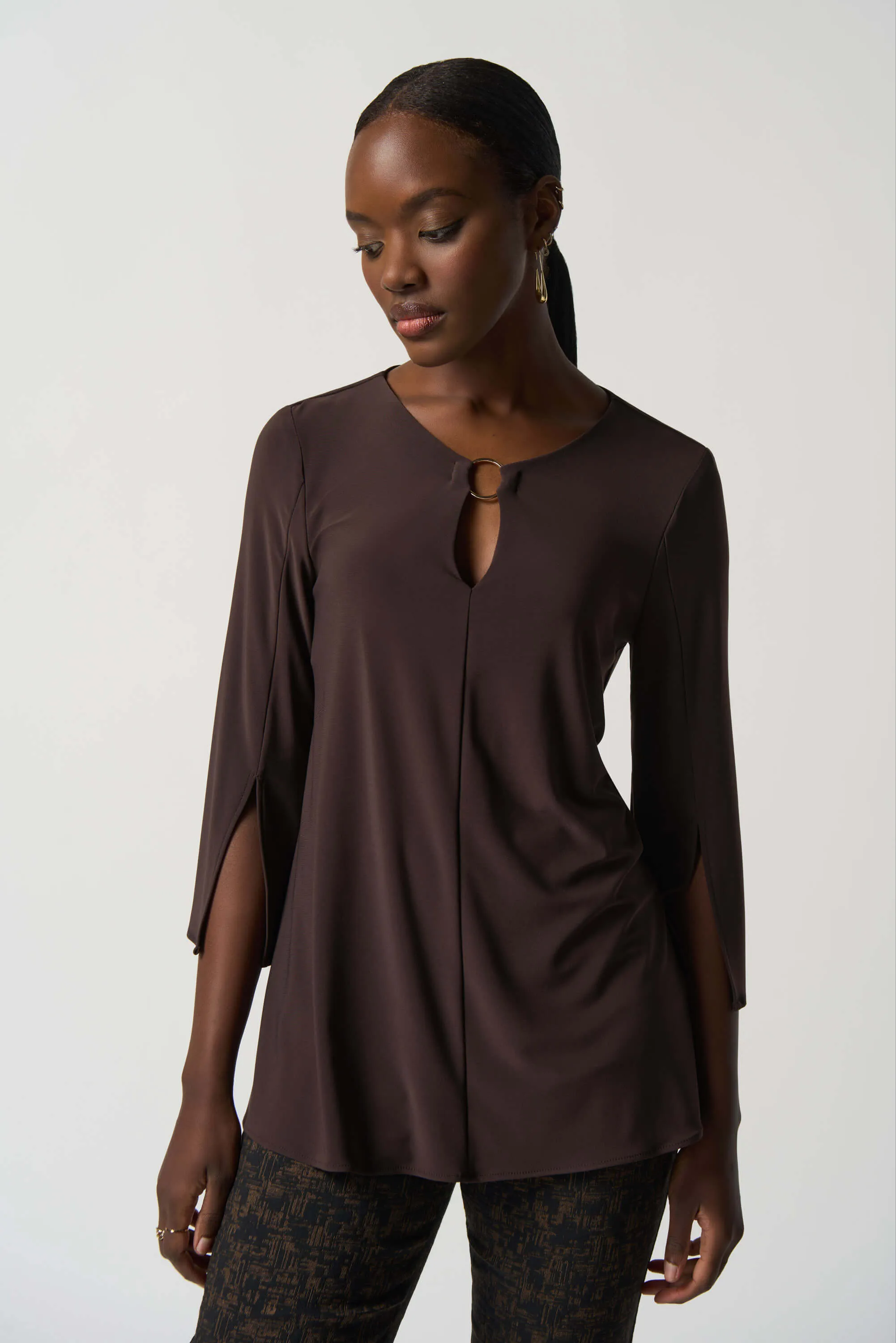 Cafe Society Top - Mocha/Blue 233253