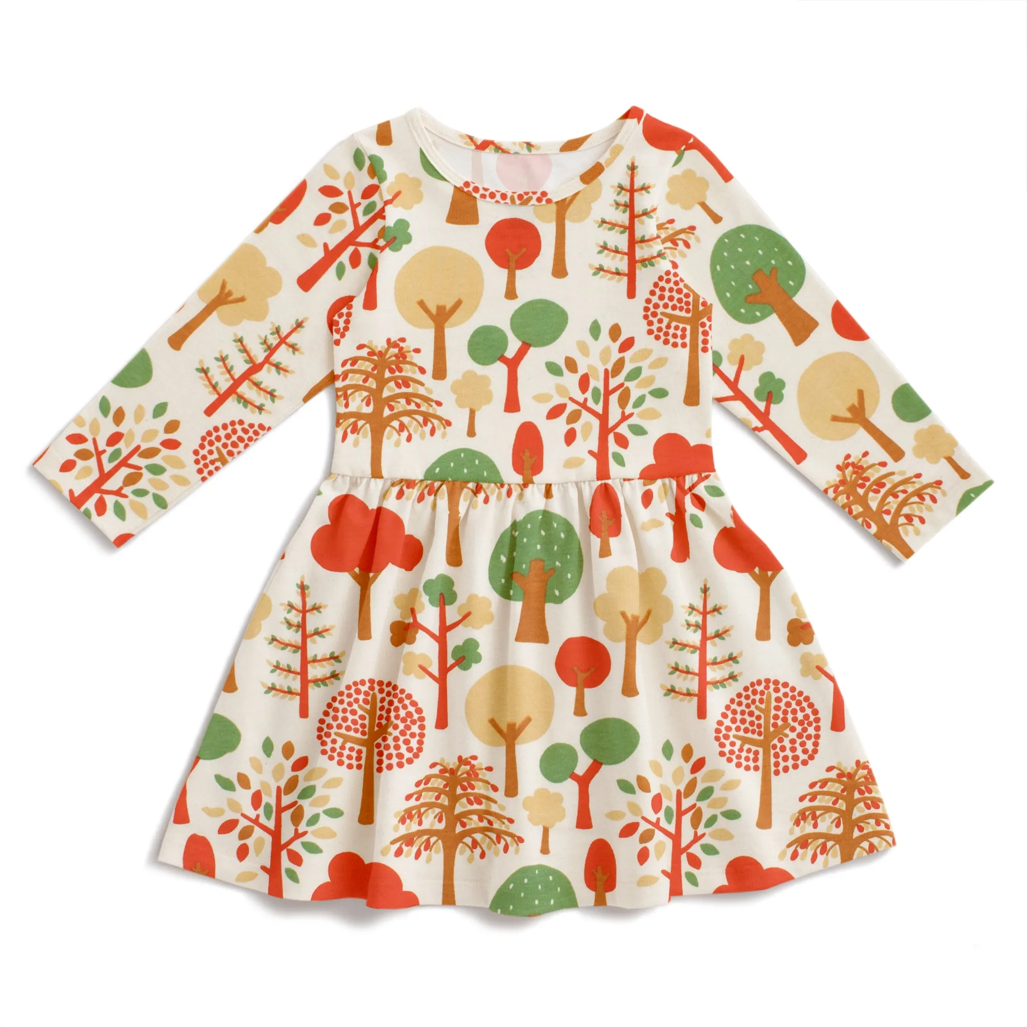 Calgary Dress - Trees Green & Orange