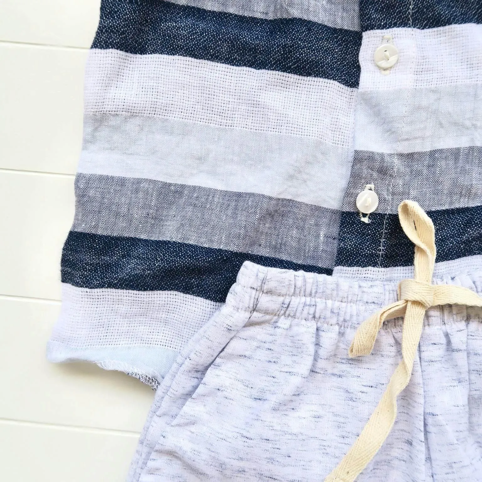 Cedar Top & Shorts in Bold Stripes Blue and Blue Kohibo