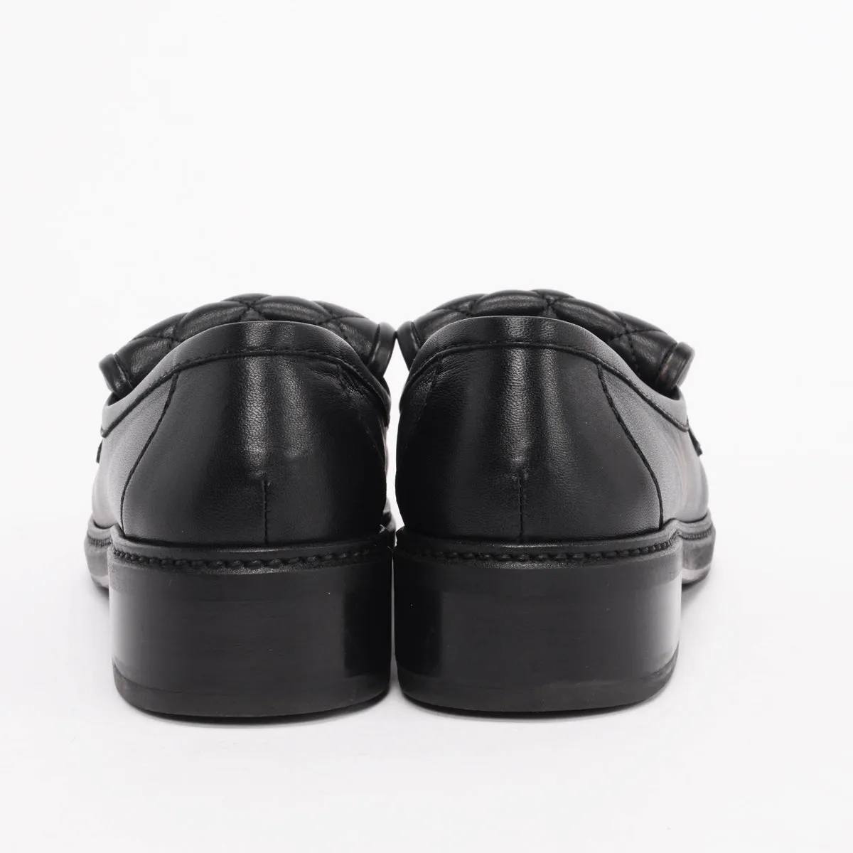 Chanel Black Quilted CC Turnlock Loafers 37.5