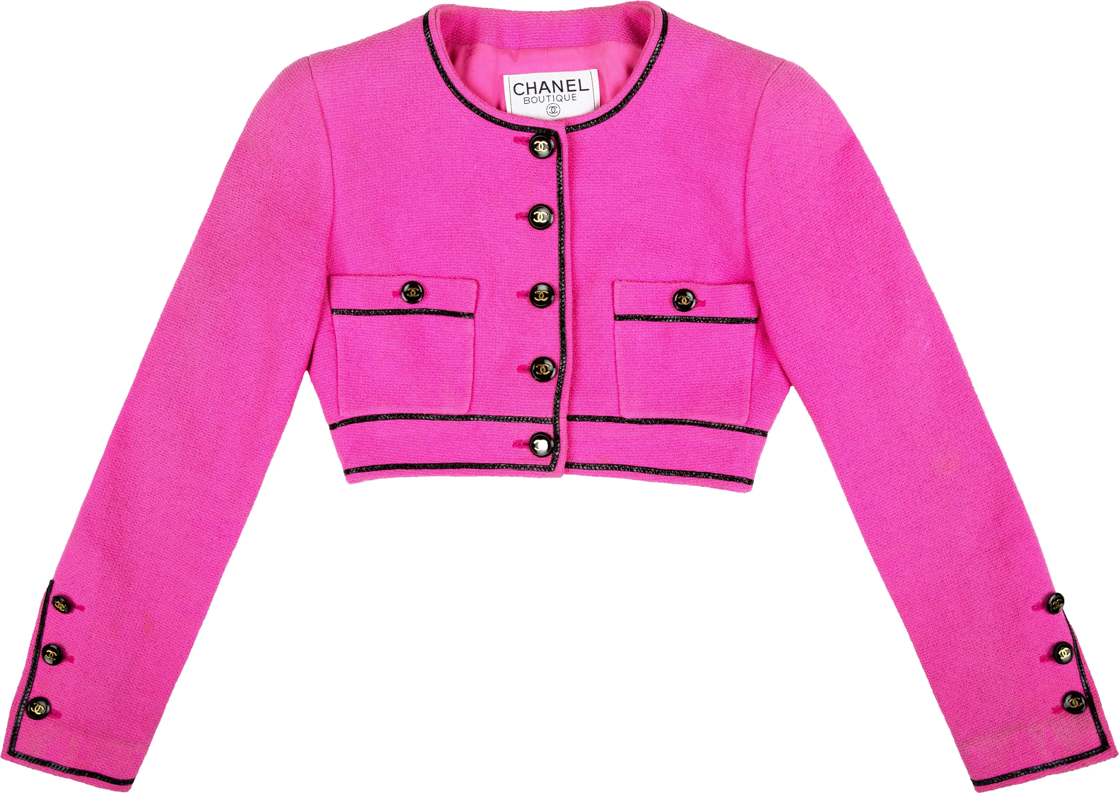 Chanel Spring 1995 Runway Tweed Cropped Pink Blazer