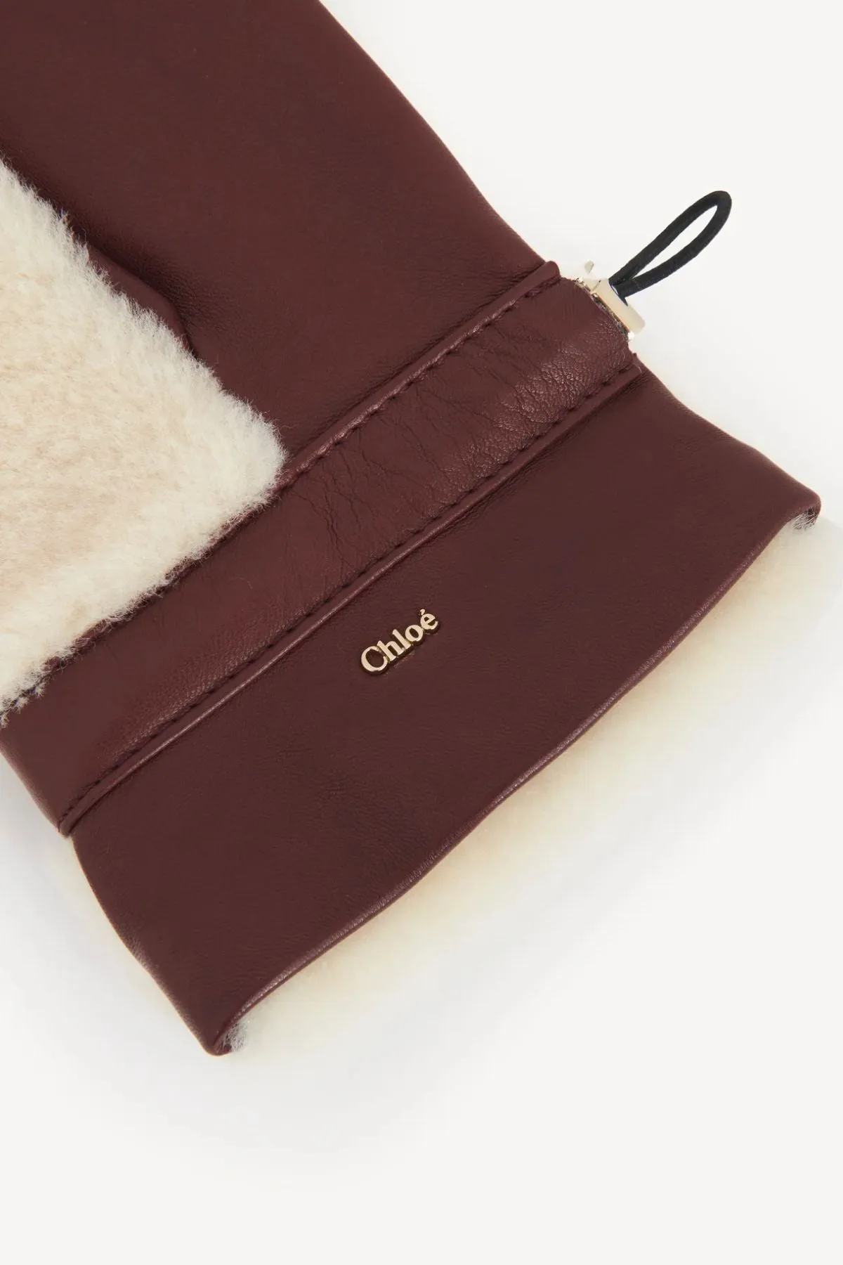 Chloé Shearling Mittens - Beige/ Brown