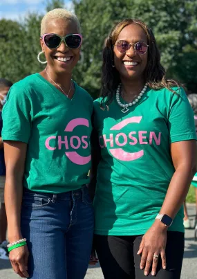 Chosen V-Neck T-Shirt Pink and Green