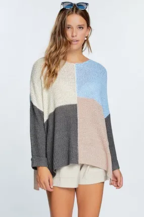 Colorblock Cozy Thick Knit Oversize Sweater